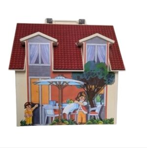 Vintage 80s 90s Playmobil Fold Up Dollhouse Carry Case House
